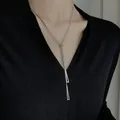 Minimalist silver stainless steel lariat necklace with double hollow triangle pendants - 105#XL1338-20