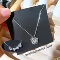 Elegant silver-toned transformable four-leaf clover heart necklace in stainless steel - 126#xl1396 - Silver Four-leaf Clover