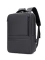 Professional black minimalist men's laptop backpack featuring external USB charging port - 6013 Grey