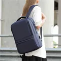 Durable navy blue business laptop backpack for men with external USB charging port - 6013 Blue