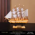 Modello di barca a vela in legno naturale, 16x3,5x14,5cm, decorazione casa e ufficio - 16cm Color Legno (Base Nera)
