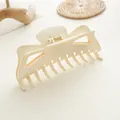 Large off-white hair claw clip for thick hair in minimalist Korean style accessory - Off White