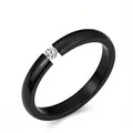 Elegante anello in acciaio al titanio 316L nero da 4mm con zircone bianco a tensione - Zircone Nero Da 4 Mm / Misura 5