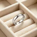 4mm 316L titanium steel ring with silver polished finish in a beige jewelry box - Size 5 / Plain Style / Silver