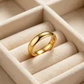 Minimalist 4mm 316L stainless steel band ring with a polished golden finish in box - Size 5 / Plain Style / Gold