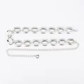 Adjustable chic silver metal link waist chain belt for women's dress accessories - Oval Hollow Chain Waist Chain (Silver)