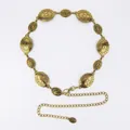 Vintage bohemian metal waist chain with antique gold finish medallions - Oval Engraved Waist Chain (Antique Gold)
