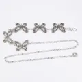 Elegant vintage silver metal waist chain belt with butterfly charms for bohemian dresses - Vintage Engraved Butterfly Waist Chain (Antique Silver)