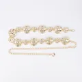 Elegant gold metal waist chain belt with vintage textured round discs for dresses - Crocodile Pattern Round Disc Waist Chain (Gold)
