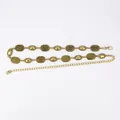 Vintage Bohemian style gold metal waist chain belt for women's dresses and denim pants. - Flat Oval Engraved Waist Chain (Antique Gold)
