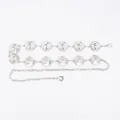 Elegant silver bohemian metal waist chain with sunburst pattern discs for women - Plissé Round Disc Waist Chain (Silver)