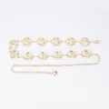 Vintage bohemian style gold metal waist chain belt with sunburst textured plates - Plissé Round Disc Waist Chain (Gold)