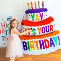 Ballon géant en aluminium en forme de gâteau d'anniversaire pour la décoration - Grand Gâteau Coloré Incurvé / 64*102cm (50 Pièces/Paquet)
