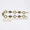 Vintage Bohemian gold metal waist chain belt with ornate oval and circular links - Vintage Oval & Hollow Ring Waist Chain (Antique Gold)