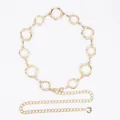 Elegant gold metal ring linked chain belt for women bohemian vintage dress accessory - Hollow Double Ring Metal Waist Chain (Gold)