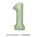 Ballon en aluminium numéro 1 vert sauge de 32 pouces pour décoration de fête d'anniversaire - Chiffre 1 / 32 Pouces (50 Pièces/Paquet) / Vert olive