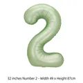Ballon en aluminium chiffre 2 vert avocat de 32 pouces pour décoration d'anniversaire - Chiffre 2 / 32 Pouces (50 Pièces/Paquet) / Vert olive