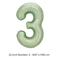 Ballon chiffre 3 en aluminium vert sauge de 32 pouces pour décoration de fête - Chiffre 3 / 32 Pouces (50 Pièces/Paquet) / Vert olive