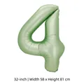 Ballon en aluminium chiffre 4 vert sauge de 32 pouces pour fêtes d'anniversaire - Chiffre 4 / 32 Pouces (50 Pièces/Paquet) / Vert olive