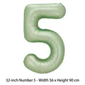 Grand ballon en aluminium vert clair chiffre 5 de 32 pouces pour anniversaire - Chiffre 5 / 32 Pouces (50 Pièces/Paquet) / Vert olive
