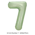 Ballon chiffre 7 vert sauge 32 pouces en aluminium pour décor de fête d'anniversaire - Chiffre 7 / 32 Pouces (50 Pièces/Paquet) / Vert olive