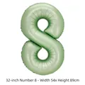 Ballon chiffre 8 en aluminium vert sauge de 32 pouces pour décoration de fête - Chiffre 8 / 32 Pouces (50 Pièces/Paquet) / Vert olive