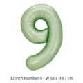 Grand ballon chiffre 9 vert sauge de 32 pouces pour décoration de fête d'anniversaire - Chiffre 9 / 32 Pouces (50 Pièces/Paquet) / Vert olive