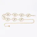 Elegant vintage Bohemian gold metal star link waist chain for women's dress decoration - Oval Star Hollow Out Waist Chain (Gold)
