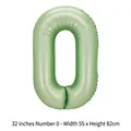 Ballon chiffre 0 en aluminium vert clair de 32 pouces pour les fêtes d'anniversaire - Chiffre 0 / 32 Pouces (50 Pièces/Paquet) / Vert olive