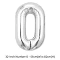 Grand ballon géant en aluminium argenté chiffre 0 de 32 pouces pour fête d'anniversaire - Chiffre 0 / 32 Pouces (50 Pièces/Paquet) / Argent
