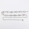 Elegant bohemian silver metal waist chain featuring textured star links for women's dresses - Five-Pointed Star Metal Waist Chain (Silver)