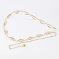 Elegant women's gold metal waist chain belt with bohemian leaf design for dresses - Feather Metal Waist Chain (Gold)