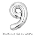 Ballon géant en aluminium argenté de 32 pouces en chiffre 9 pour décor d'anniversaire - Chiffre 9 / 32 Pouces (50 Pièces/Paquet) / Argent
