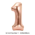 Ballon chiffre 1 en aluminium or rose de 32 pouces pour anniversaire - Chiffre 1 / 32 Pouces (50 Pièces/Paquet) / Or rose