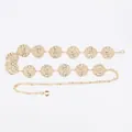 Elegant gold metal waist chain belt with vintage bohemian style textured disc accents. - Hollow Round Disc Metal Waist Chain (Gold)