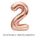 Grand ballon chiffre 2 en aluminium or rose de 32 pouces pour anniversaires et fêtes - Chiffre 2 / 32 Pouces (50 Pièces/Paquet) / Or rose