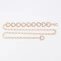 Elegant gold metal waist chain with sparkling rhinestone heart links and adjustable clasp - Rhinestone Heart Waist Chain (Gold)