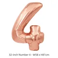 Ballon chiffre 4 en aluminium or rose de 32 pouces pour décoration de fête d'anniversaire - Chiffre 4 / 32 Pouces (50 Pièces/Paquet) / Or rose