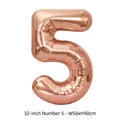 Ballon chiffre 5 en aluminium or rose de 32 pouces pour décoration de fête d'anniversaire - Chiffre 5 / 32 Pouces (50 Pièces/Paquet) / Or rose