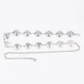 Vintage bohemian silver metal waist chain belt featuring textured shell-shaped links for women - Small Scallop Shell Waist Chain (Silver)