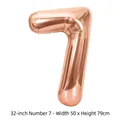 Ballon en aluminium or rose de 32 pouces en forme de chiffre 7 pour décoration fête - Chiffre 7 / 32 Pouces (50 Pièces/Paquet) / Or rose