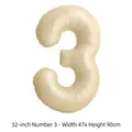 Ballon chiffre 3 crème de 32 pouces en aluminium pour fête d'anniversaire et décor - Chiffre 3 / 32 Pouces (50 Pièces/Paquet) / Crème