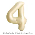 Ballon chiffre 4 en aluminium blanc crème 32 pouces pour décoration de fête d'anniversaire - Chiffre 4 / 32 Pouces (50 Pièces/Paquet) / Crème