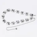 Vintage bohemian silver metal waist chain belt with square textured plates for women - Vintage Square Metal Waist Chain (Silver)