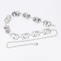 Elegant silver metal waist chain featuring textured rectangular plates for dresses - Plissé Rectangular Block Waist Chain (Silver)