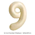 Ballon chiffre 9 de 32 pouces en aluminium crème pour décoration de fête anniversaire - Chiffre 9 / 32 Pouces (50 Pièces/Paquet) / Crème