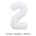 Ballon chiffre 2 blanc en aluminium 32 pouces, décoration d'anniversaire 49x87cm - Chiffre 2 / 32 Pouces (50 Pièces/Paquet) / Blanc