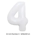 Ballon en feuille d'aluminium blanc de 32 pouces chiffre 4 pour décoration de fête - Chiffre 4 / 32 Pouces (50 Pièces/Paquet) / Blanc