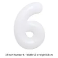 Grand ballon en aluminium blanc de 32 pouces numéro 6 pour fête - Chiffre 6 / 32 Pouces (50 Pièces/Paquet) / Blanc