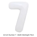 Ballon numéro 7 en aluminium blanc de 32 pouces pour décorations de fête d'anniversaire - Chiffre 7 / 32 Pouces (50 Pièces/Paquet) / Blanc